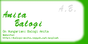 anita balogi business card